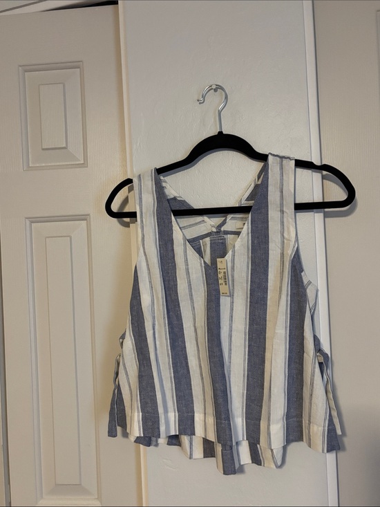 Madewell Tops - Madewell Blue and White Striped V-Neck Tank-NWT